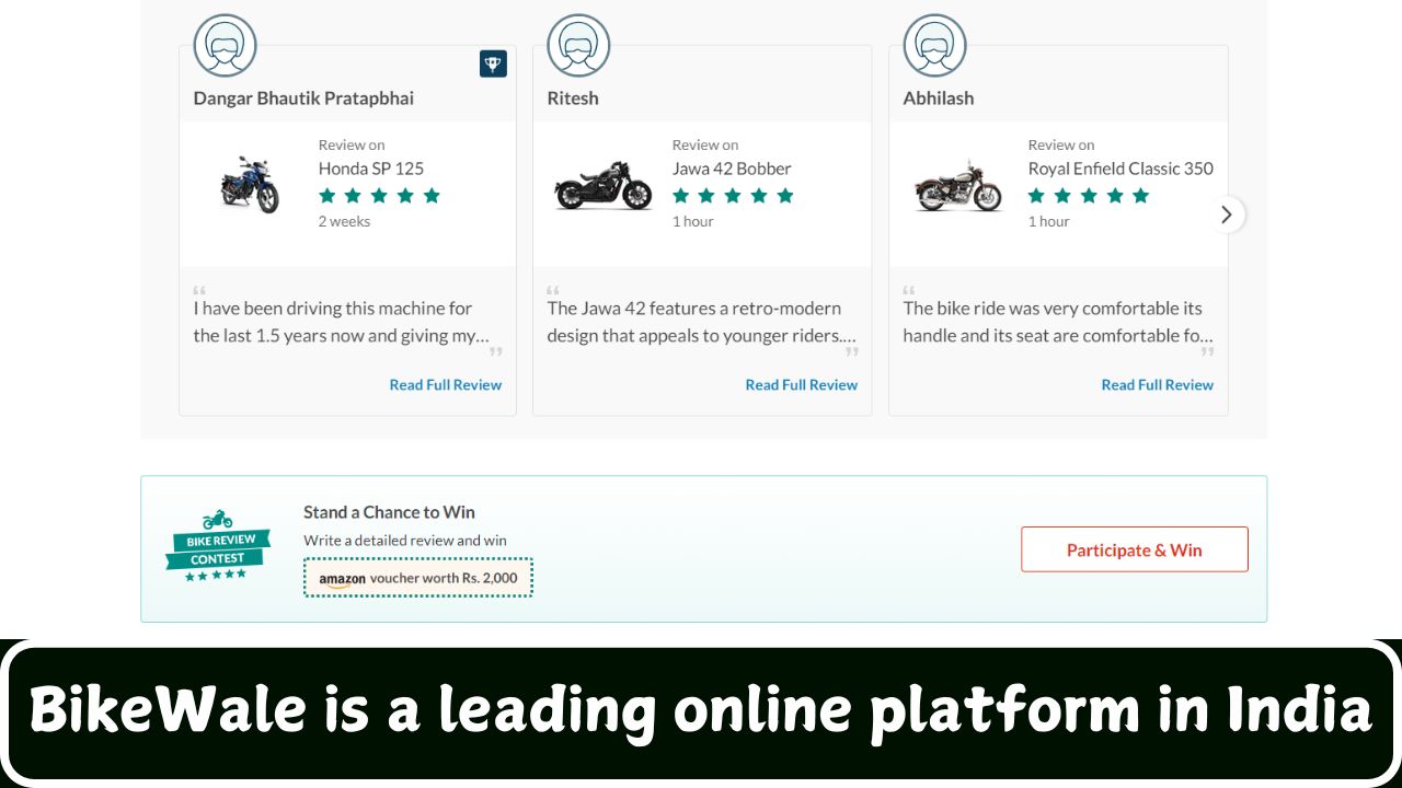 BikeWale is a leading online platform in India