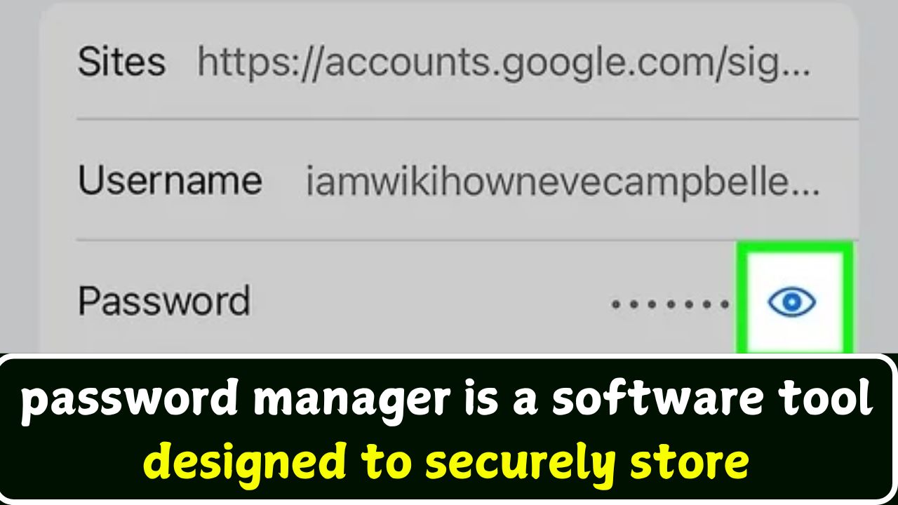 password manager is a software tool designed to securely store